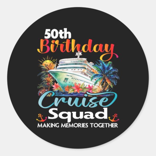 Sticker Rond 50e anniversaire de croisière Escouade amis Famill (Devant)