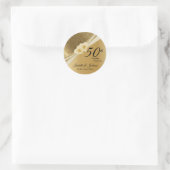 Sticker Rond 50e anniversaire de Gold Mariage damassé (Sac)