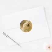 Sticker Rond 50e anniversaire de Gold Mariage damassé (Enveloppe)