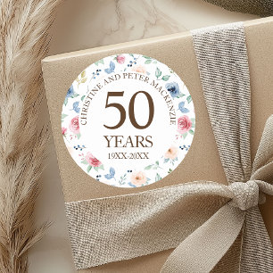 Sticker Rond 50e anniversaire de la Mariage d'or Blush Rose