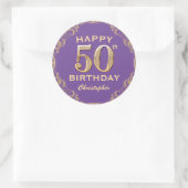 Sticker Rond 50e anniversaire de la Parties scintillant violet  (Sac)