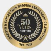 Sticker Rond 50e anniversaire de mariage Couronne de laurier sc (Devant)