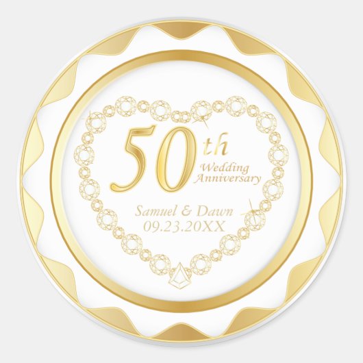 Sticker Rond 50e anniversaire de Mariage d'or (Devant)