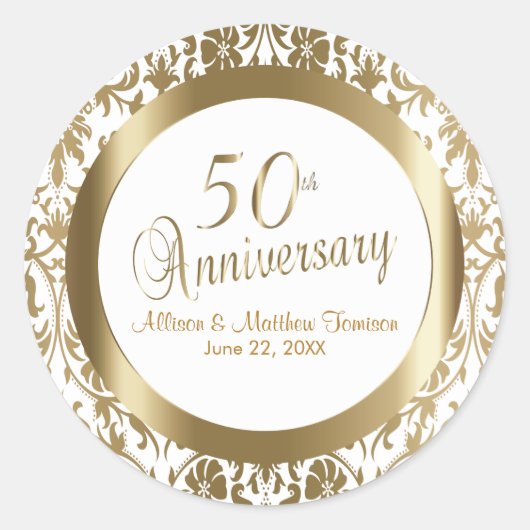 Sticker Rond 50e anniversaire de Mariage d'or (Devant)