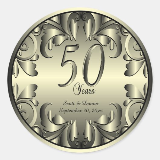 Sticker Rond 50e anniversaire de Mariage d'or (Devant)