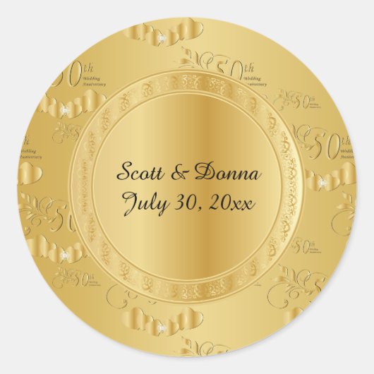 Sticker Rond 50e anniversaire de Mariage d'or (Devant)