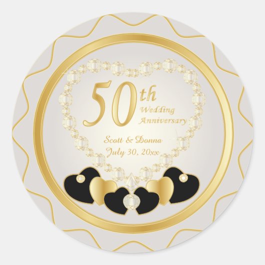 Sticker Rond 50e anniversaire de Mariage d'or (Devant)