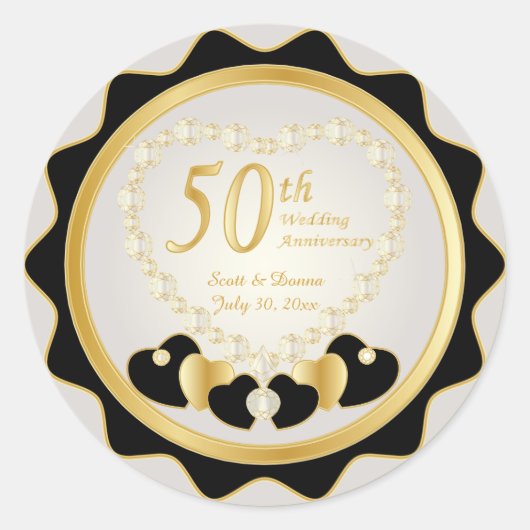 Sticker Rond 50e anniversaire de Mariage d'or (Devant)
