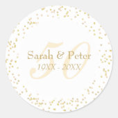 Sticker Rond 50e anniversaire de Mariage d'or Confetti (Devant)