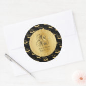 Sticker Rond 50e anniversaire de Mariage d'or en or et en noir (Enveloppe)