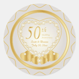 Sticker Rond 50e anniversaire de Mariage d'or Texte do-it-you