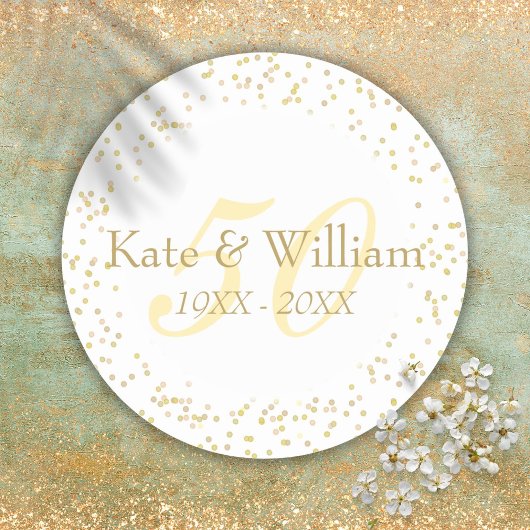 Sticker Rond 50e anniversaire de Mariage Gold Dust Confetti