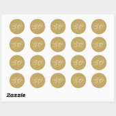 Sticker Rond 50e anniversaire de Mariage Gold Hearts Confetti (Feuille)