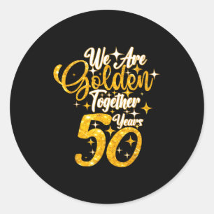 Sticker Rond 50e anniversaire de mariage nous sommes dorés ense