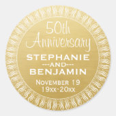 Sticker Rond 50e anniversaire de mariage or personnalisé (Devant)