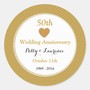 Sticker Rond 50e anniversaire de Mariage Or Tourbillonnant et d