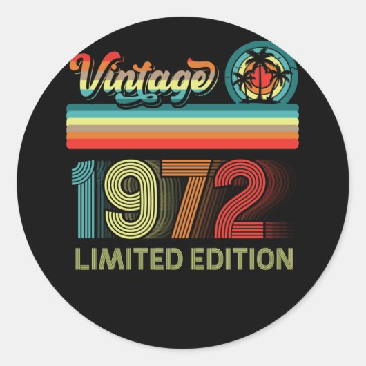 Sticker Rond 50e anniversaire Décorations Hommes 50 ans 1972 (Devant)