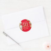 Sticker Rond 50e Anniversaire des Ballons Rouge et Or (Enveloppe)