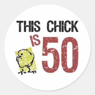 Sticker Rond 50e anniversaire drôle pour les femmes