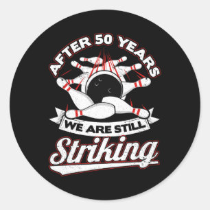 Sticker Rond 50e anniversaire du Mariage Bowling Striking 50 an