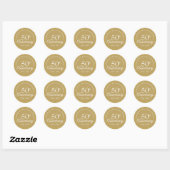Sticker Rond 50e anniversaire du Mariage Coeurs d'amour dorés (Feuille)