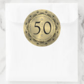 Sticker Rond 50e anniversaire du mariage dentelle noire et or (Sac)