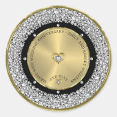 Sticker Rond 50e anniversaire du mariage diamants blancs & or R (Devant)