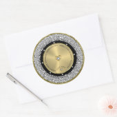 Sticker Rond 50e anniversaire du mariage diamants blancs & or R (Enveloppe)