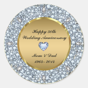 Sticker Rond 50e anniversaire du Mariage Diamonds & Gold