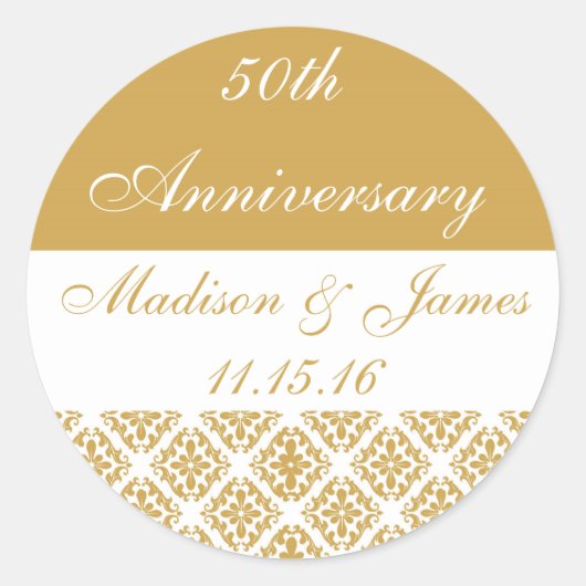 Sticker Rond 50e anniversaire du Mariage d'or (Devant)