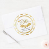 Sticker Rond 50e anniversaire du Mariage du coeur d'or | Texte  (Enveloppe)