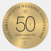 Sticker Rond 50e anniversaire du Mariage et design Gold (Devant)