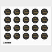 Sticker Rond 50e anniversaire du Mariage noir et or (Feuille)
