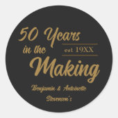 Sticker Rond 50e anniversaire du Mariage noir et or (Devant)