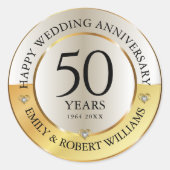 Sticker Rond 50e anniversaire du mariage noir et or (Devant)