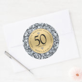 Sticker Rond 50e anniversaire du mariage or & diamants (Enveloppe)