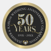 Sticker Rond 50e anniversaire du mariage or et diamants blancs (Devant)