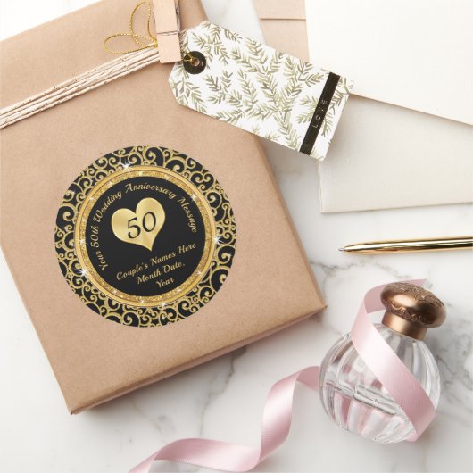 Sticker Rond 50e Anniversaire Favor Stickers, De nombreuses tai (Cadeaux)