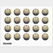Sticker Rond 50e anniversaire Gold BALLONS Merci pour le nom (Feuille)