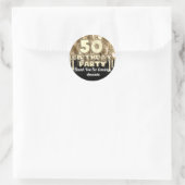Sticker Rond 50e anniversaire Gold BALLONS Merci pour le nom (Sac)