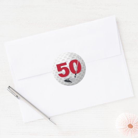 Sticker Rond 50e anniversaire Golf Ball Design (Enveloppe)
