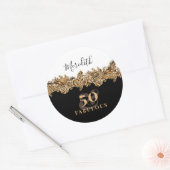 Sticker Rond 50e anniversaire Luxe Golden Flowers élégant Class (Enveloppe)
