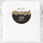 Sticker Rond 50e anniversaire Luxe Golden Flowers élégant Class (Sac)