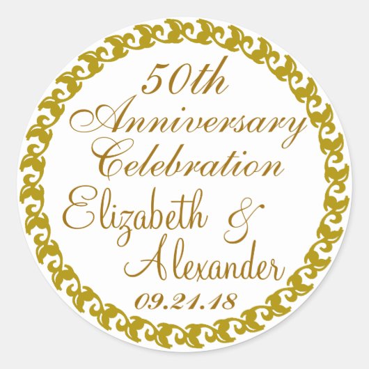 Sticker Rond 50e anniversaire Mariage-or (Devant)