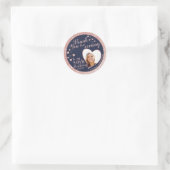 Sticker Rond 50e anniversaire Marine Bleu et Rose Merci d'or (Sac)