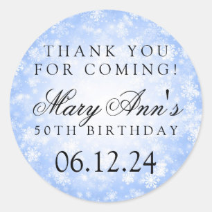 Sticker Rond 50e anniversaire Merci Blue Winter Wonderland