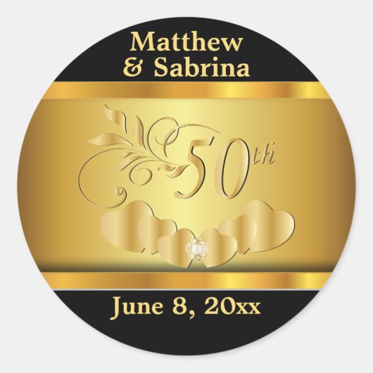 Sticker Rond 50e anniversaire noir et or (Devant)