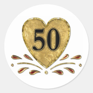 Sticker Rond 50e anniversaire - Or