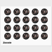 Sticker Rond 50e anniversaire Rose Gold & Black Merci (Feuille)