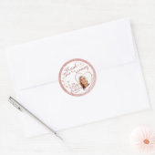 Sticker Rond 50e anniversaire Rose or et Merci blanc (Enveloppe)